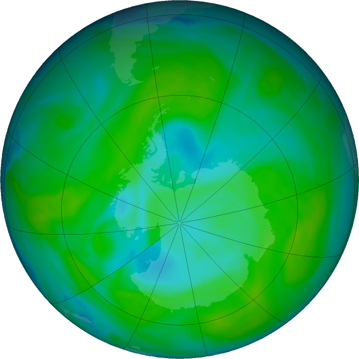 Antarctic ozone map for 17 December 2018